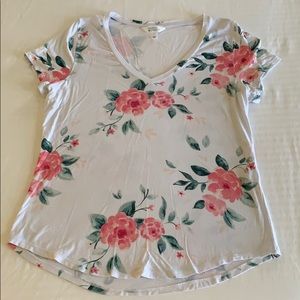 Market & Spruce white & pink Large floral top